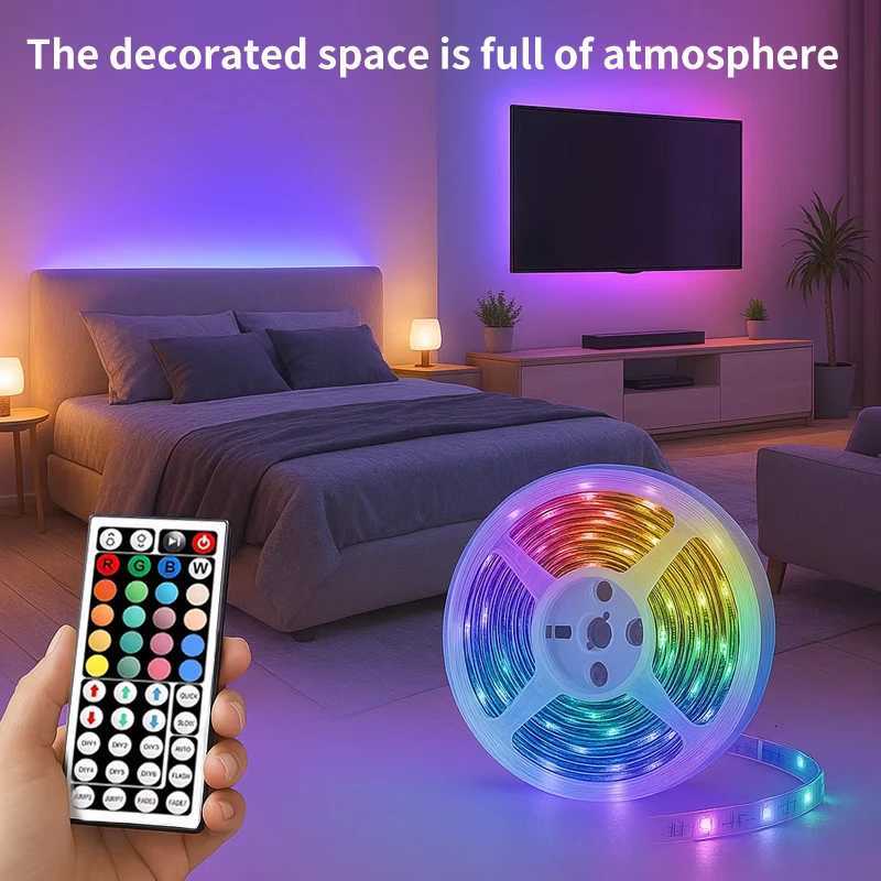 5V USB-Powered RGB LED Strip Light Kit with Infrared Remote Dimming Ideal for TV Backlighting and Home DecorationXJ250710
