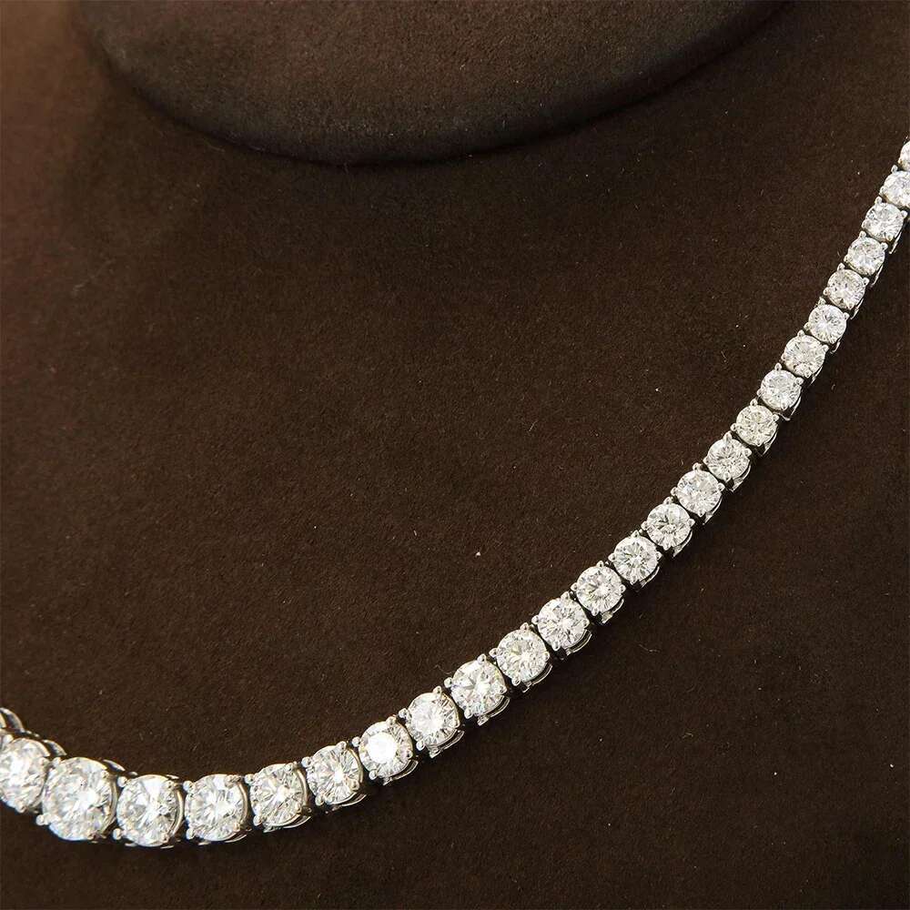 Full Moissanite Tennis Necklace with Certificate 3-5mm Size Gradient Dia Necklaces for Women Sterling Sier Neck Chain