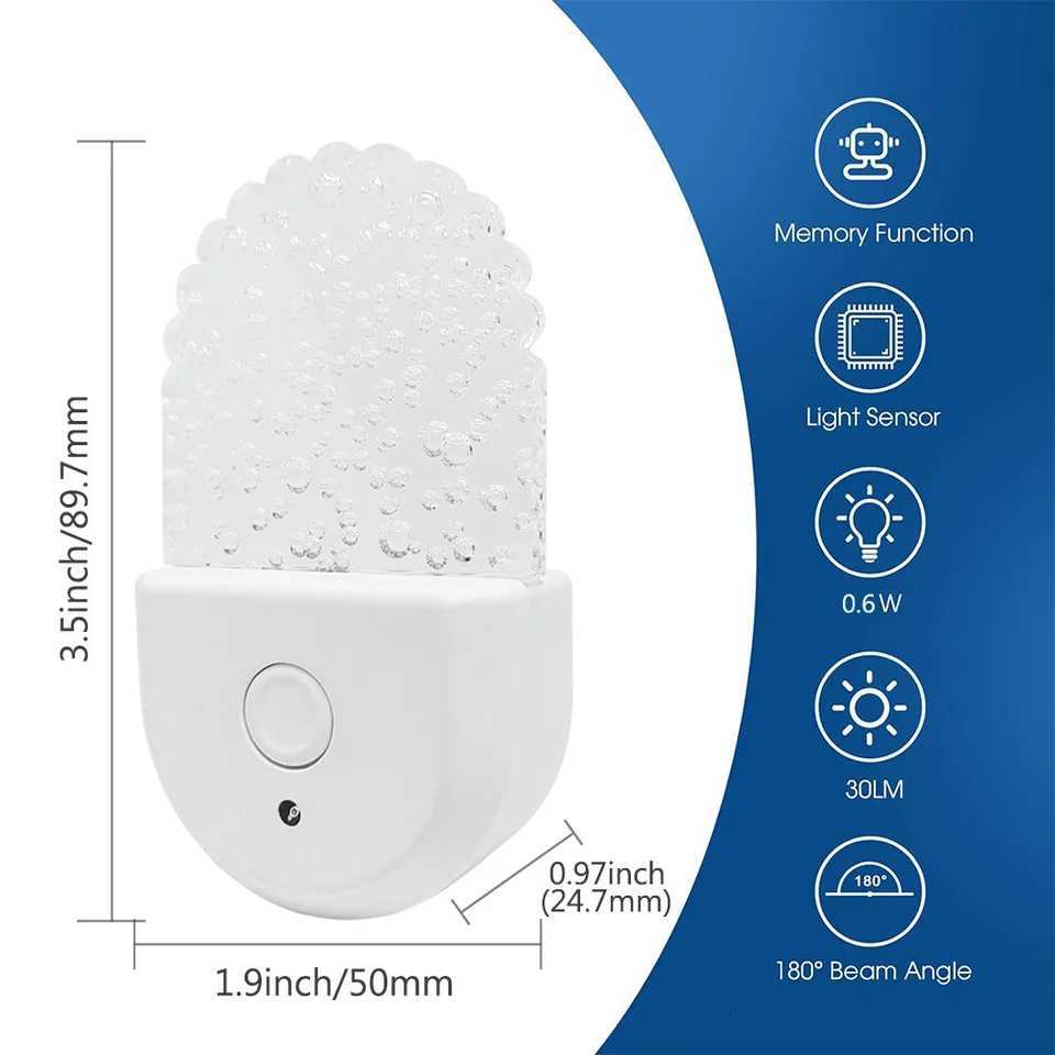 RGB Plug-in Night Light Color Changing Dusk to Sensor Wireless LED Nightlight for Kids Living Room Bedside Lamp G250711