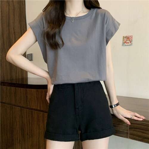 Design Sense Small Flutter T-Shirt Women's Summer New Loose Outerwear Base Shirt Short Sleeve Student Top Trendy B5