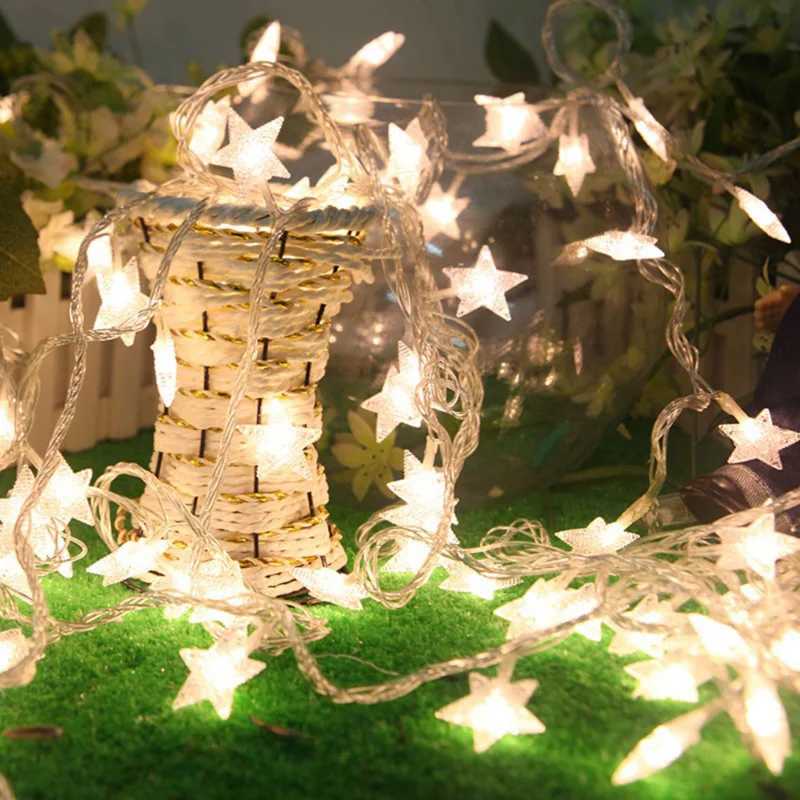 1.5M/3M/6M/10M 80Leds Star String Lights Christmas Garland Battery/USB Powered Wedding Party Curtain String Fairy Lights for Home XJ250710