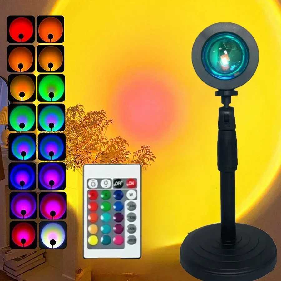Sunset Lamp USB Projector LED Night Light Adjustable 16 Colors Remote Control Atmosphere Mood Light for Home Room Photography XJ250710
