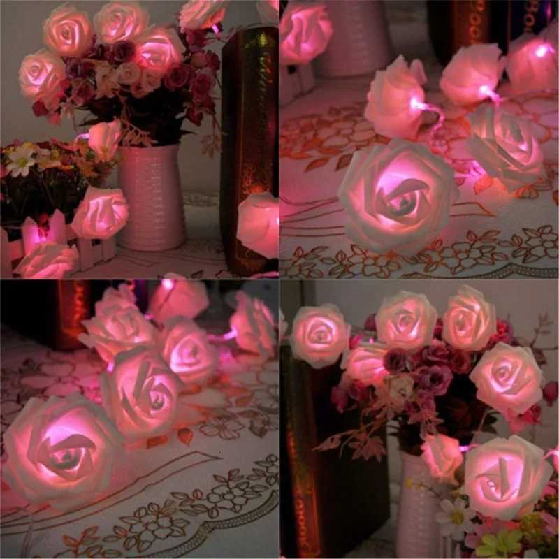 1.5/3m Rose String Lights Battery Operated Flower Garland Fairy Lights Valentine Wedding Party Decoration Christmas Lights XJ250710