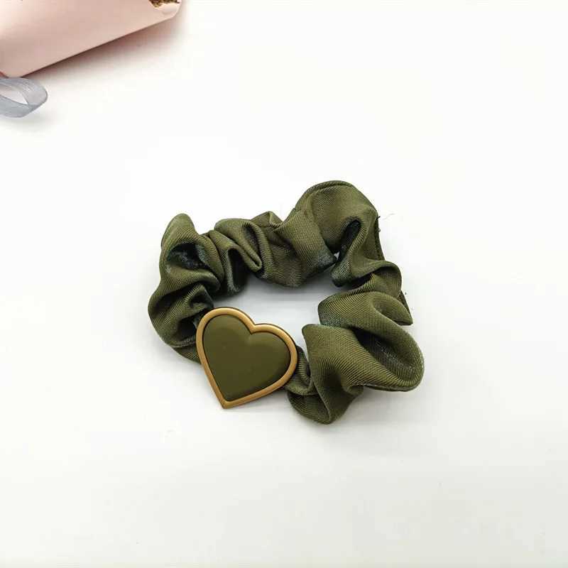 Shiny Heart-shaped Silk Hair Ties Ponytail Holders Hair Accessories Heart Shape Pearl Chiffon Bow Elastic Hair Band Wholesale Y250711