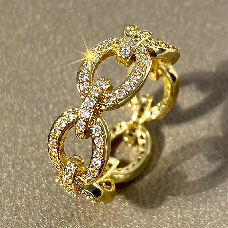 States Full Circle of Diamonds Hip-hop Winding Chain Ring Men's Personalized High-quality Accessories 250711