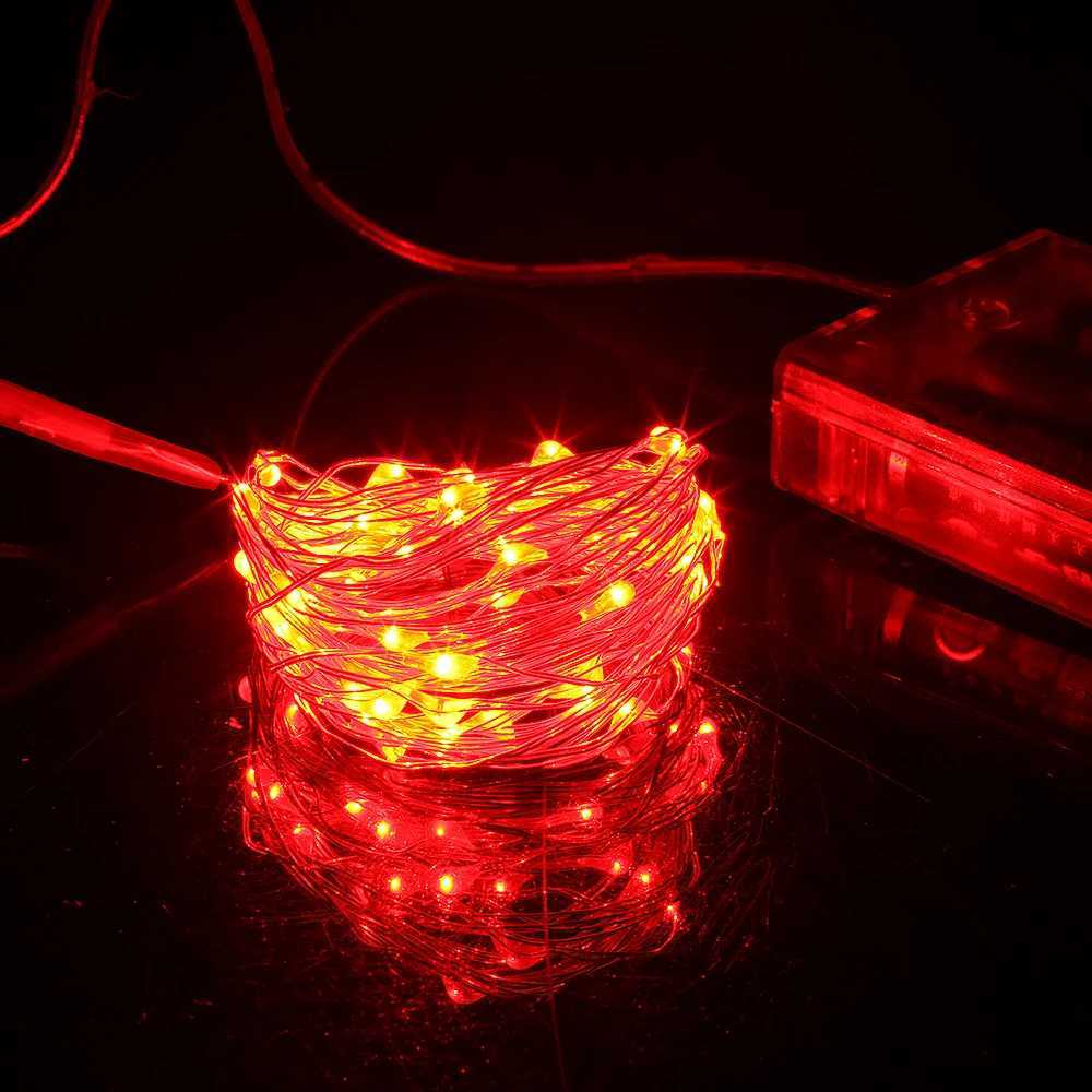 20m 200LED Fairy Light AA Battery Powered Red Copper Wire Light Suitable for Bedroom Christmas Party Decoration XJ250710