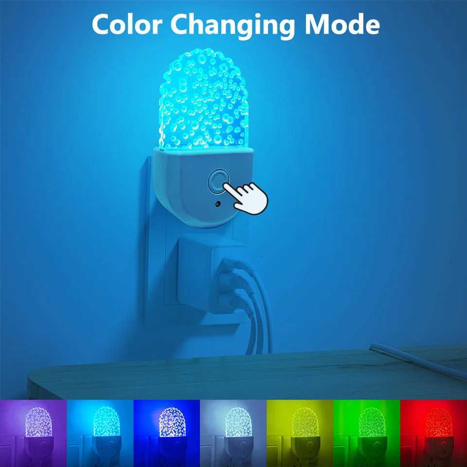RGB Plug-in Night Light Color Changing Dusk to Sensor Wireless LED Nightlight for Kids Living Room Bedside Lamp G250711