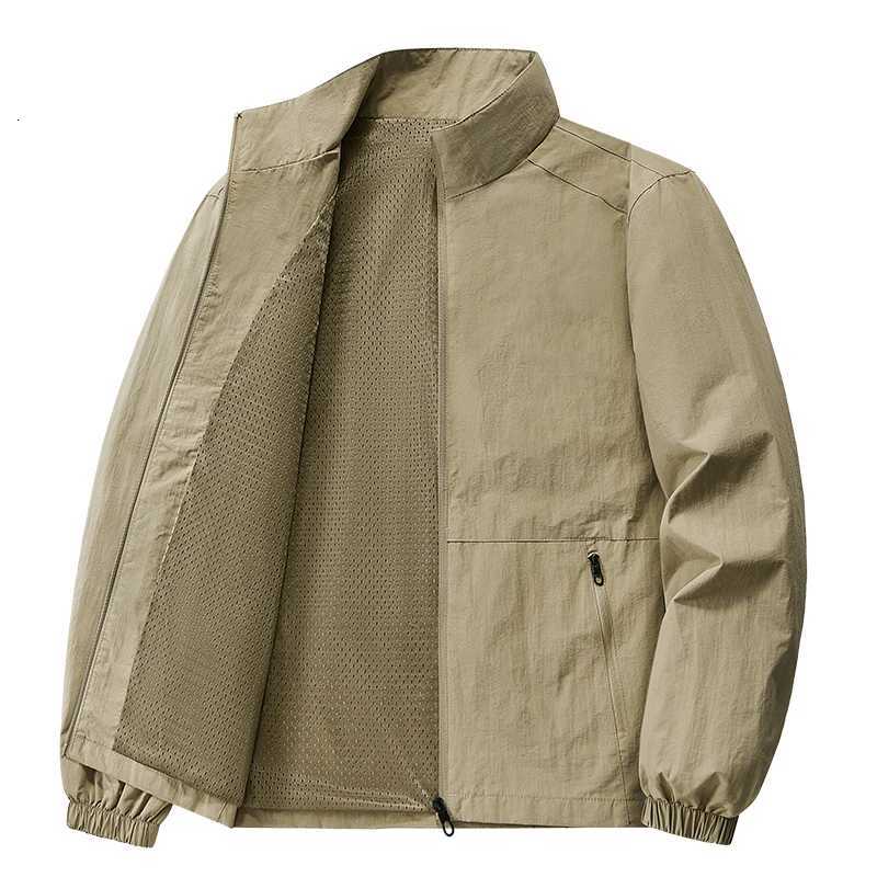 Mens Spring-Autumn Jackets Breathable with Pockets Versatile Suitable for Outdoor Activities Stand-up Collar Casual Style W250711