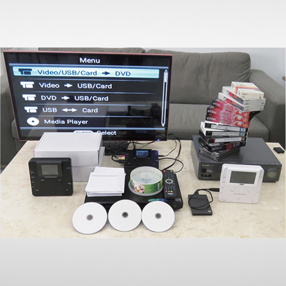 All-in-One Media Center Device Featuring Built-In Audio Visual Ports plus High-Speed Data Transfer via USB