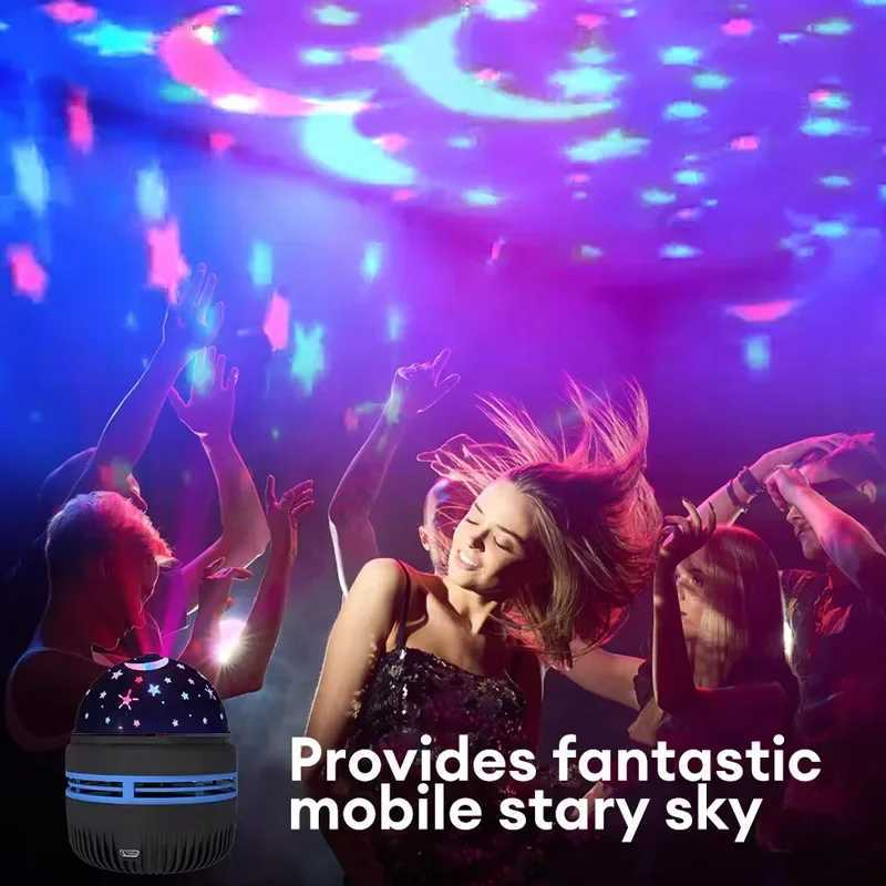 3D Starry Sky Night Lights USB Rechargeable Rotating Projector Lamp Magic Ball Moon Star Light For Home Room Atmosphere Decor XJ250710