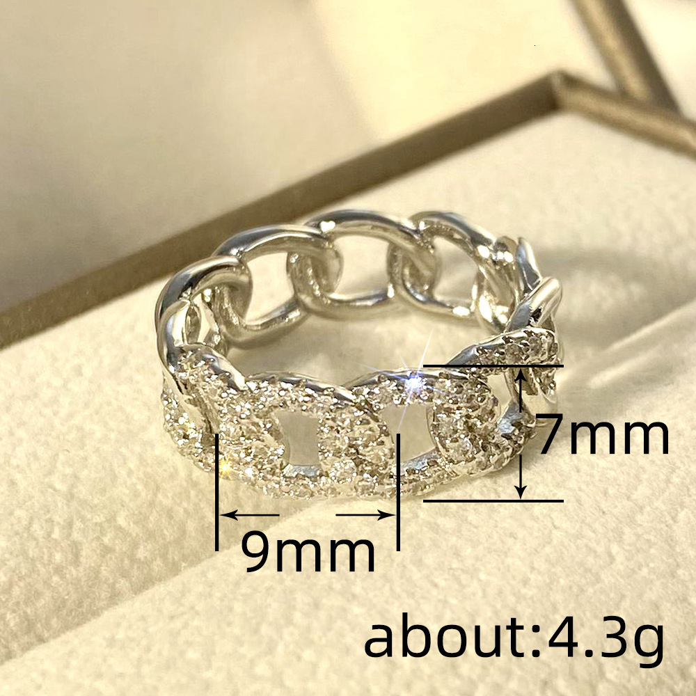 States Full Circle of Diamonds Hip-hop Winding Chain Ring Men's Personalized High-quality Accessories 250711