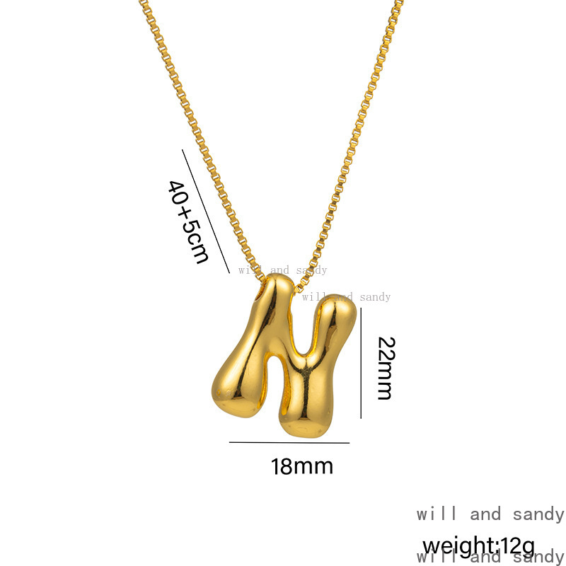 26 Glossy Balloon Bubble English Initial Name Necklace Designer 18k Gold Chunky Alphabet Letter Necklaces for Woman Girls Birthday Gift Hiphop Fine Je