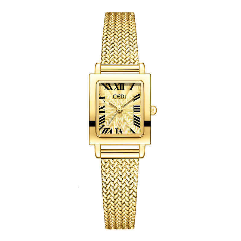 DHgadgets High-Value Wheat Ear Gold for Women, Compact and Exquisite Small Square Watch, Niche High-End Feel Women's Quartz Watch