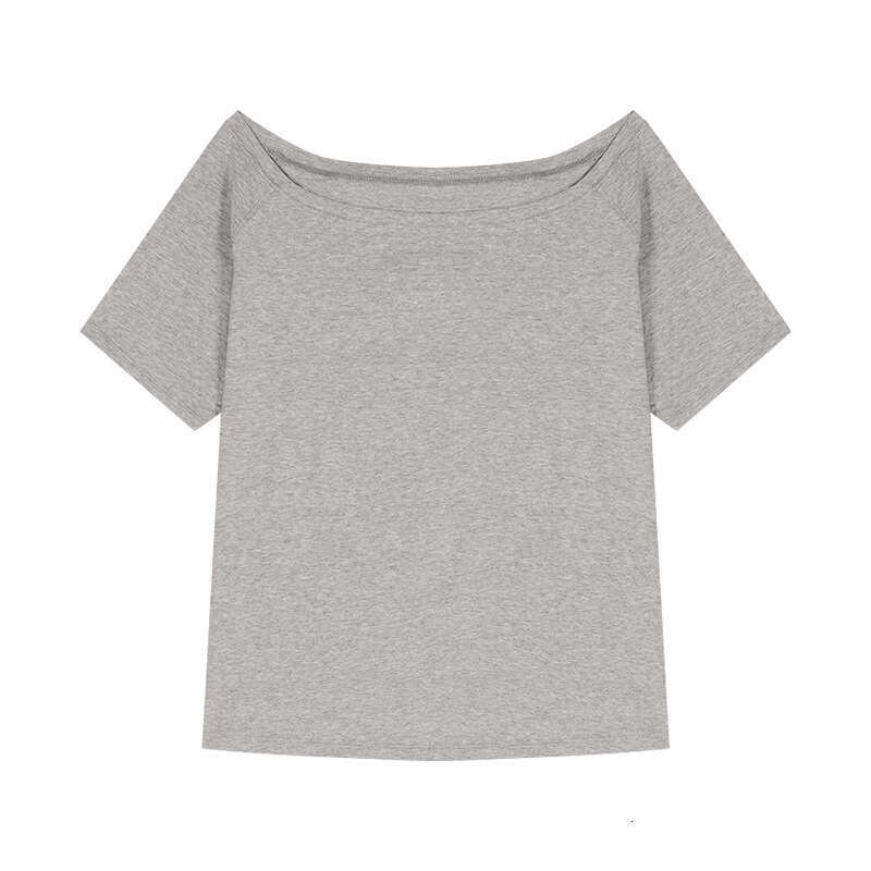 Trendy Asymmetric Shoulder Loose Short Sleeve T-Shirt For Women Summer New Casual Irregular Solid Color Versatile Student Top B5