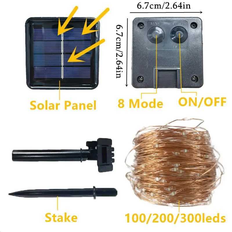7m/12m/22m/32m Solar LED Fairy String Light Outdoor Waterproof 8 Modes Street Garland for Party Wedding Christmas Decoration Lamp XJ250710