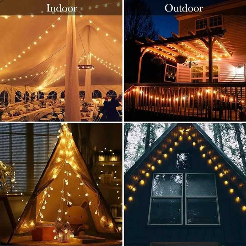 1.5-10m LED Crystal Ball Garland String Lights Indoor Decor Holiday Christmas Lamp 10/20/40/80 LED Fairy Lights Battery Operated XJ250710
