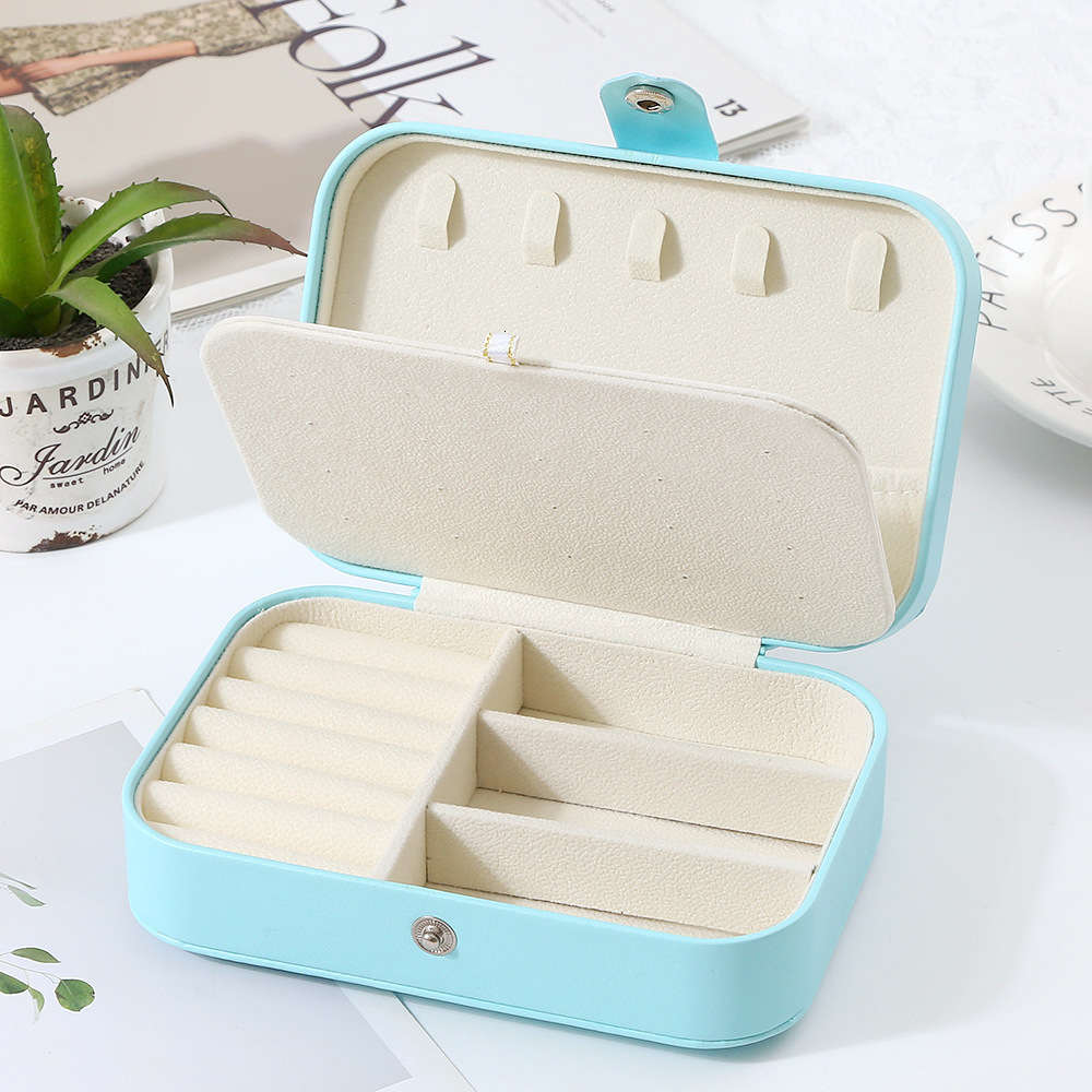 Simple Flip Travel Double Layer Portable Jewelry Box Ring Necklace Earrings Multi Layer Jewelry Storage Box