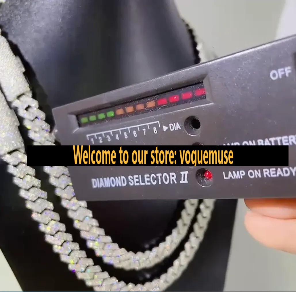 14MM wide 2 rows dia necklace designer for men high quality cuban link rock rapper hip hop gold plated stainless steel jewelry moissanite chain