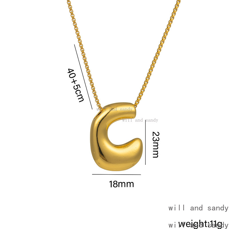 26 Glossy Balloon Bubble English Initial Name Necklace Designer 18k Gold Chunky Alphabet Letter Necklaces for Woman Girls Birthday Gift Hiphop Fine Je