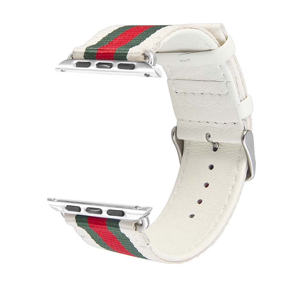 Suitable for Watch Nylon Genuine Leather Strap Watch Striped Color Block Leather Casual Strap 250711