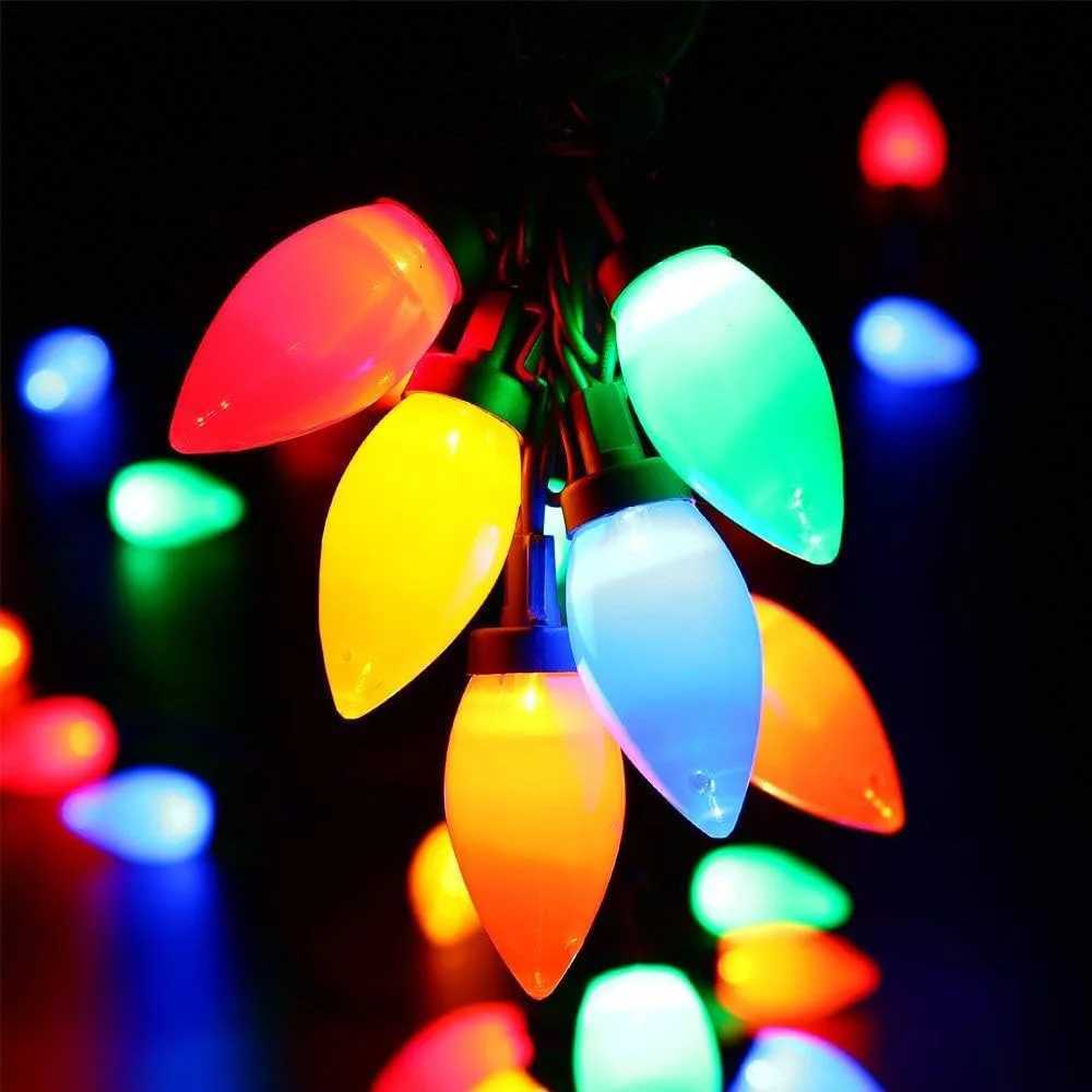Battery Tsh Bulbs Christmas String Lights Remote Control LED Strawberry Garland Fairy Lights Outdoor Lighting Xmas Tree Decor XJ250710