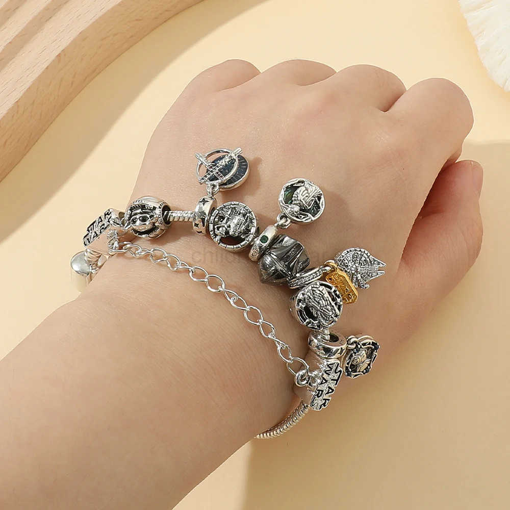 Disney Disney Star Wars Bracelet Darth Vader Ultimate Weapon Death Star Yoda R2D2 Millennium Falcon Charm DIY Jewelry Accessories W20250725