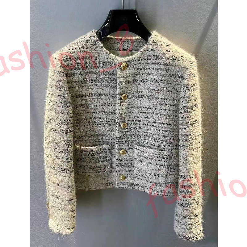 Designer Women's Jackets mirror quality correct version 2025 Striped Tweed Jacket for Women Loose Fit Versatile Short Top Cardigan coats
