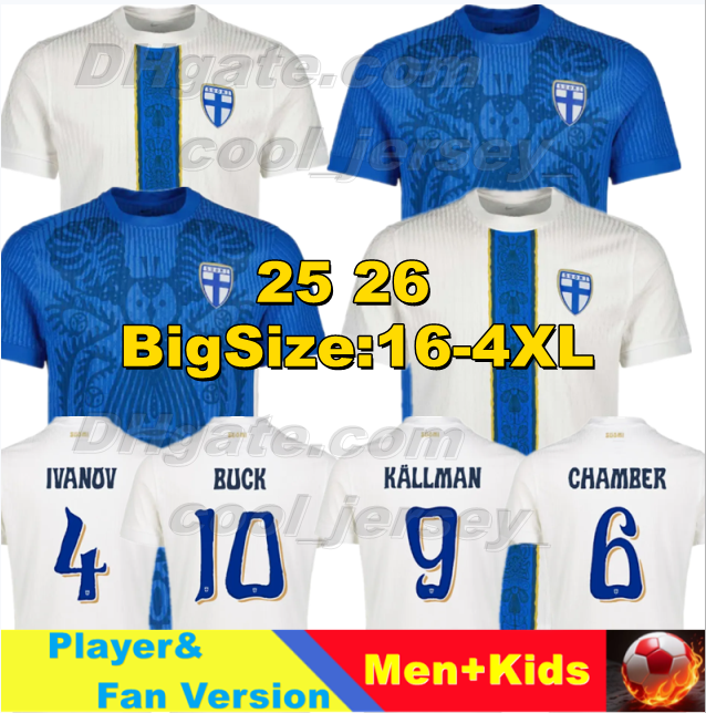 2025 Finland national football team Soccer Jerseys POHJANPALO KAMARA NISSILA GRANLUND 25 26 JENSEN ANTMAN VAISANEN LOD Football Shirts Men Uniforms Kids Kits Sets