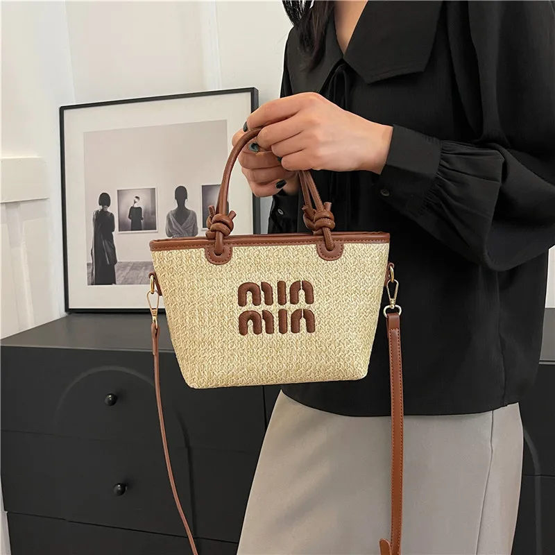 New Summer Bohemian Straw Beach Bag for Women Designer Shoulder Bag Cute Purse and Handbags Embroidered Female Crossbody Bags