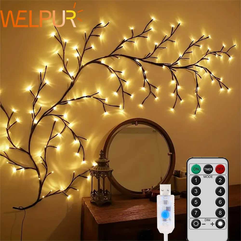 96LED Tree Branch Lamp Bedroom Wall Decoration Willow Vine Tree Light Strip 8 Lighting Modes DIY Atmosphere Light Home Lighting XJ250710