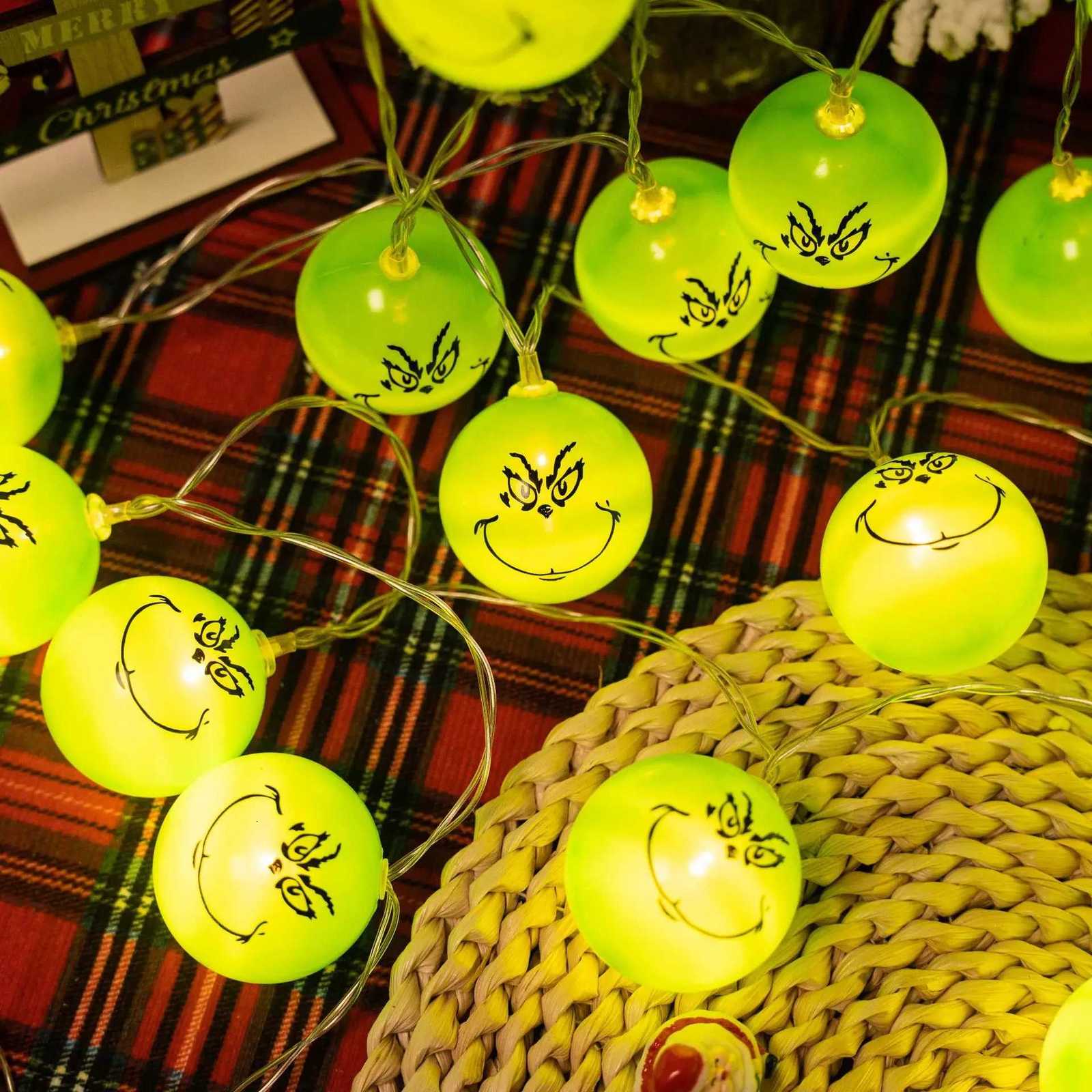 2025 New LED String Lights Grinch Xmas Elf Christmas Ornaments Tree Decor for Xmas Party Decorations Indoor Home Hanging LightsXJ250710