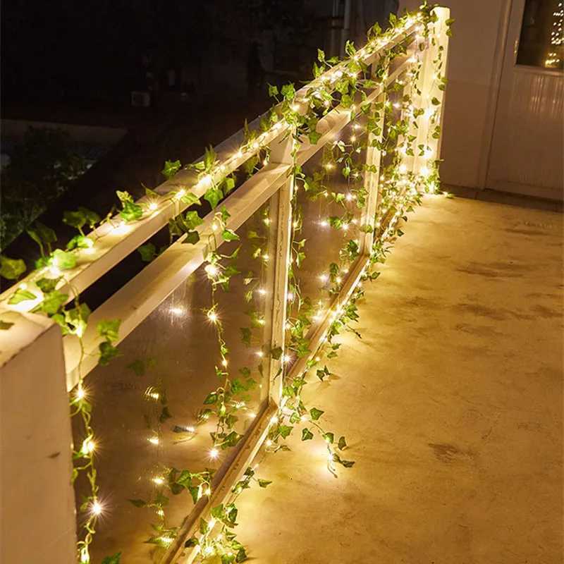 Flower Green Leaf String Lights Artificial Vine Fairy Lights Battery Powered Christmas Tree Garland Light for Wedding Home Decor XJ250710