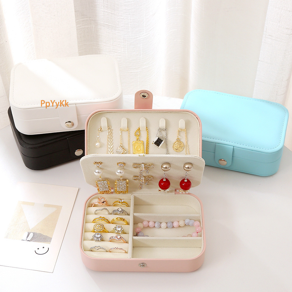 Simple Flip Travel Double Layer Portable Jewelry Box Ring Necklace Earrings Multi Layer Jewelry Storage Box