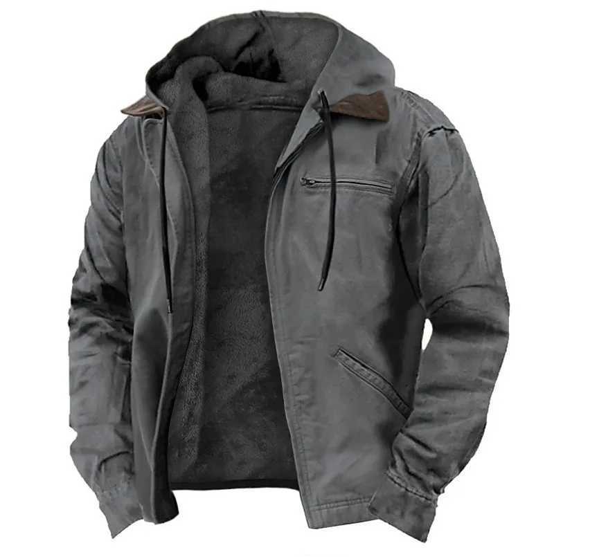 Mens casual hooded jacket trendy and versatile mens multi-color optional zipper pocket jacket top W250711