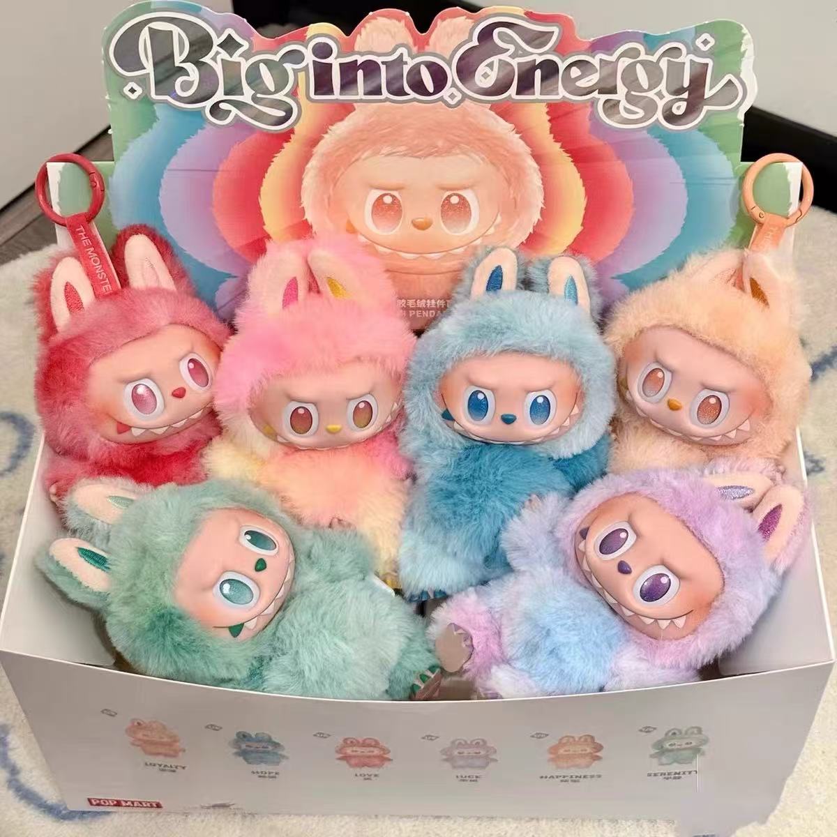 Anime Doll Pop Mart Labubu Doll V3 Blind Box Keychain Monster Big Energy Kawaii Doll Face Doll Clothes Roll Keychain Decorative Gift