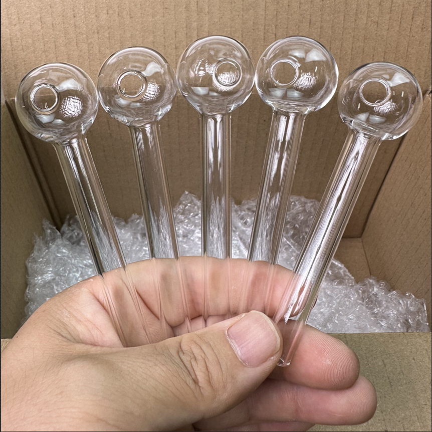 Glass Smoking Oil Burner Pipes Clear Color Transparent Great Tube Pipe Water Hand Nail Tips 7cm 10cm 12cm Smoking Hand Pipes