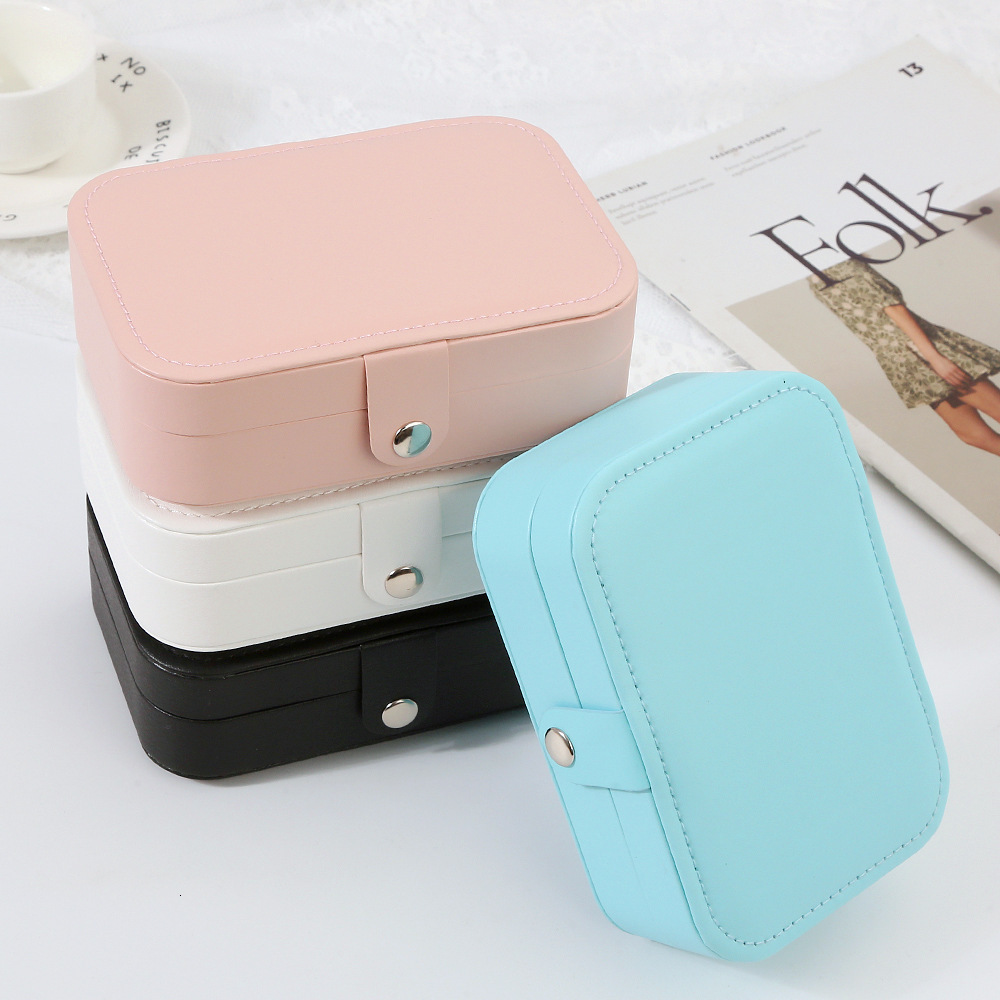 Simple Flip Travel Double Layer Portable Jewelry Box Ring Necklace Earrings Multi Layer Jewelry Storage Box