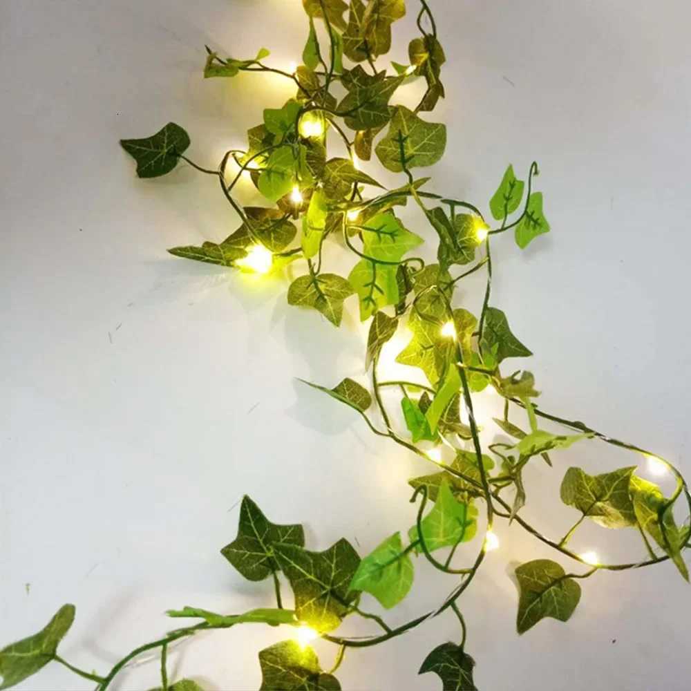 Green Leaf String Lights Artificial Ivy Vine Fairy Light Garland Wedding Party Decoration Christmas Home Room Wall Hanging Plant XJ250710