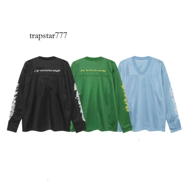 Designer Chrome Football Jersey Mesh Breathable Long Sleeve Crewneck Sweatshirt Embroidery Printed Horseshoe Sanskrit Cross Graphic Hoodie Sweatsuit Tops