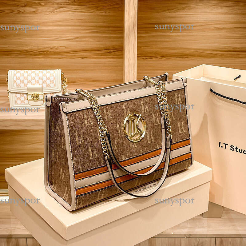 LORDLY KNACK Genuine Leather Chain Tote Bag for Women Large Capacity Versatile Shoulder Underarm Bag