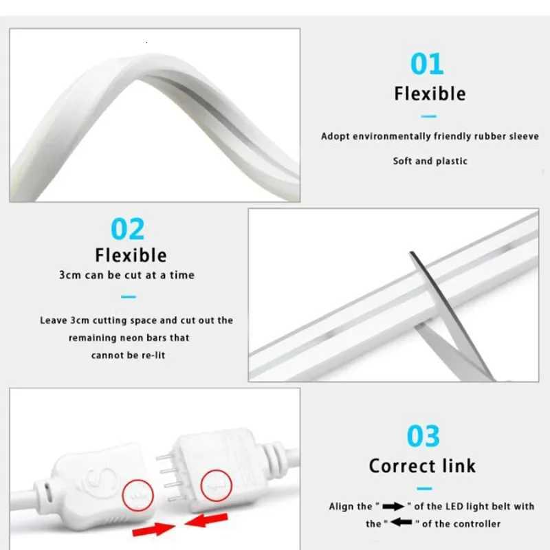 5V USB Silicone Neon Rope Lights With Music Sync RGB Color Changing Strip Tape For Home Gaming Decor XJ250710