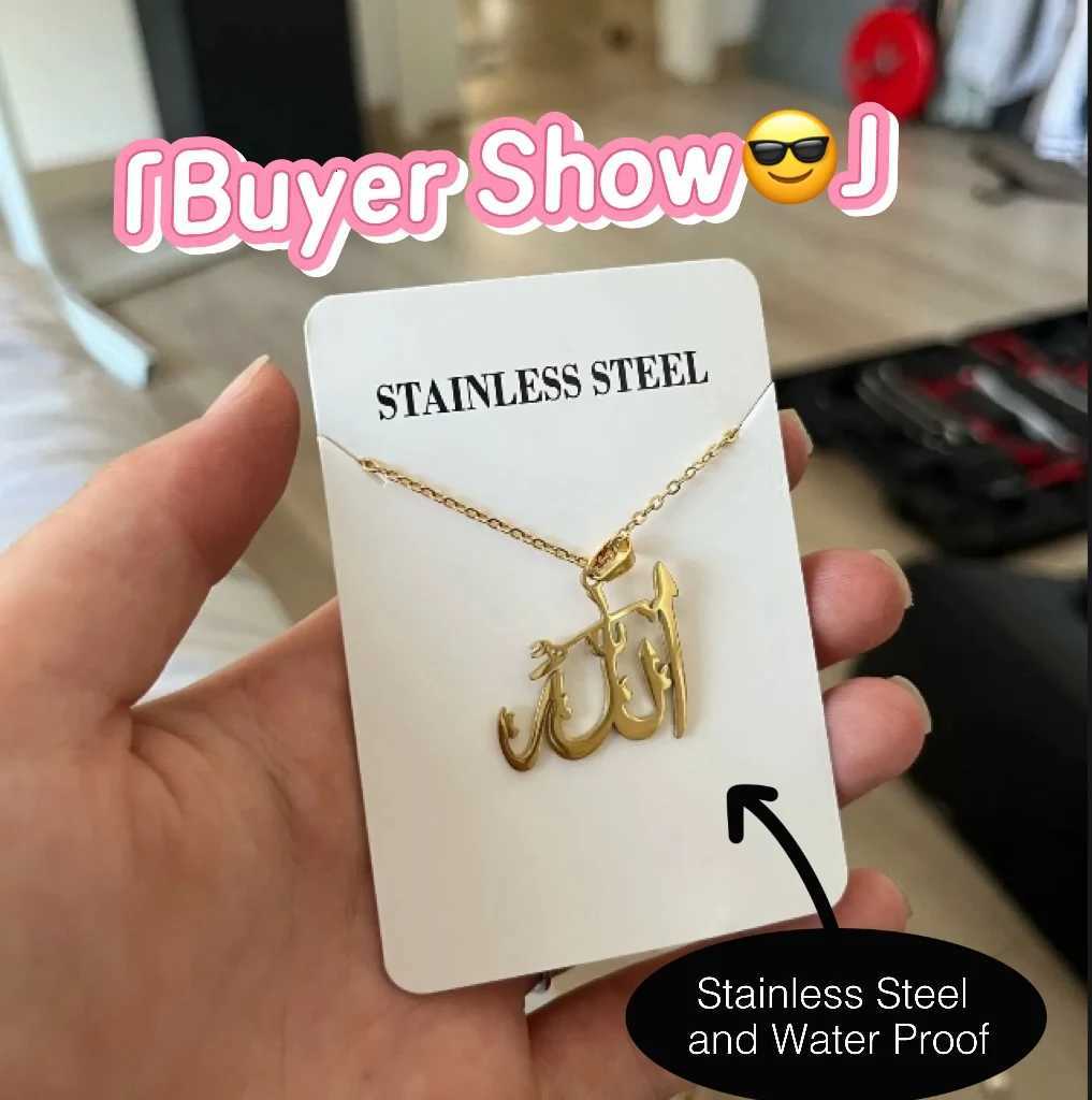 Lucktune Arabic God Allah Pendant Necklace Stainless Steel Islamic Muslim Choker Chain Necklace for Women and Men Classic Jewelry Gift W250710