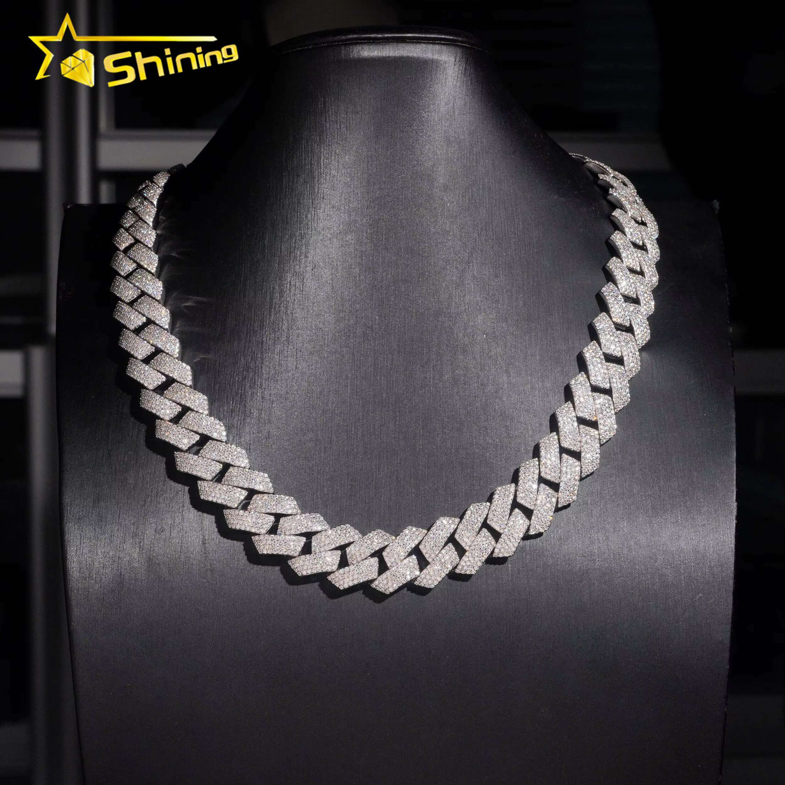 2025Hip Hop Jewelry 18mm 4 Rows Chain 925 Sterling Silver GRA Certificate Iced Out Necklace Moissanite Cuban Link Chain