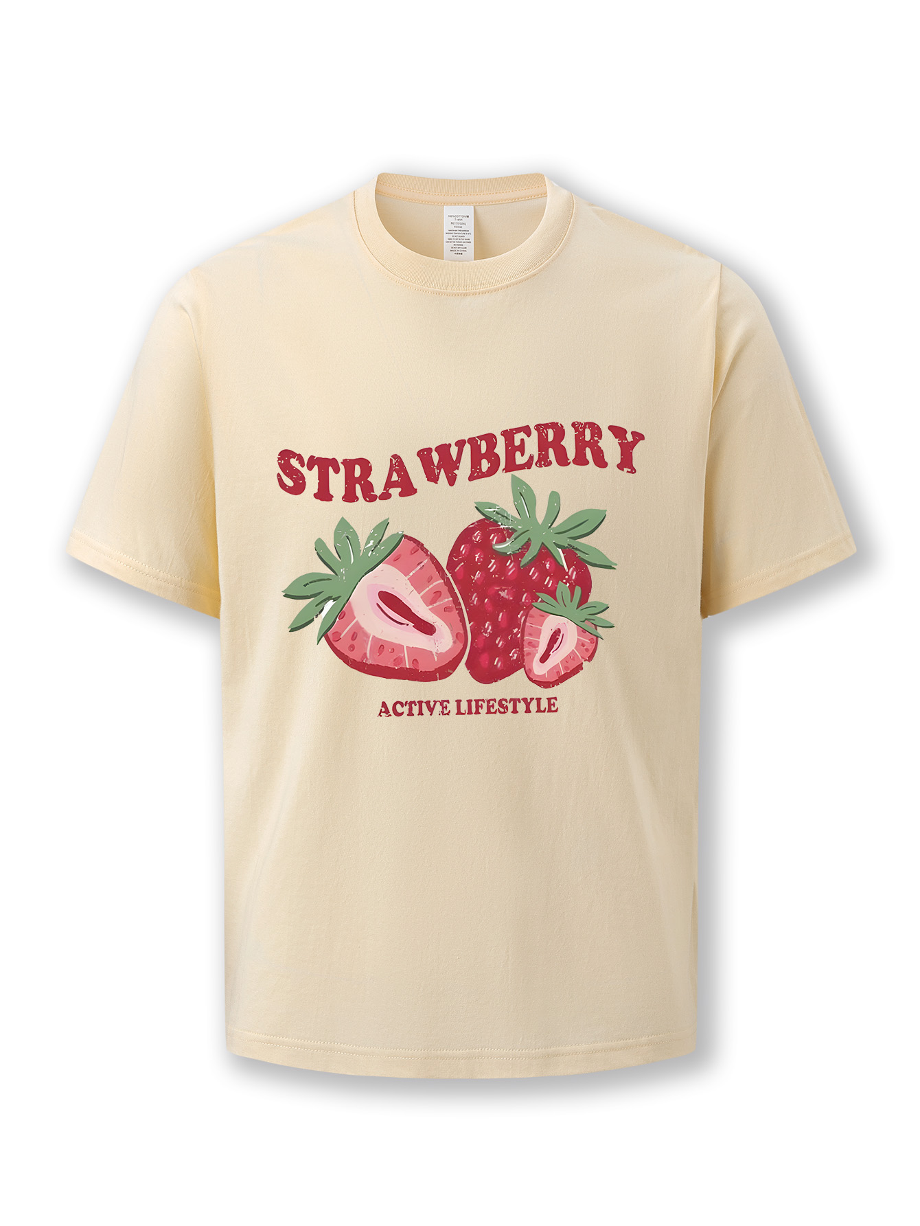 T-shirt women's summer round neck shirt 2025 new loose wild cotton T casual fruit strawberry printed short sleeve breathable fashion soft milk si