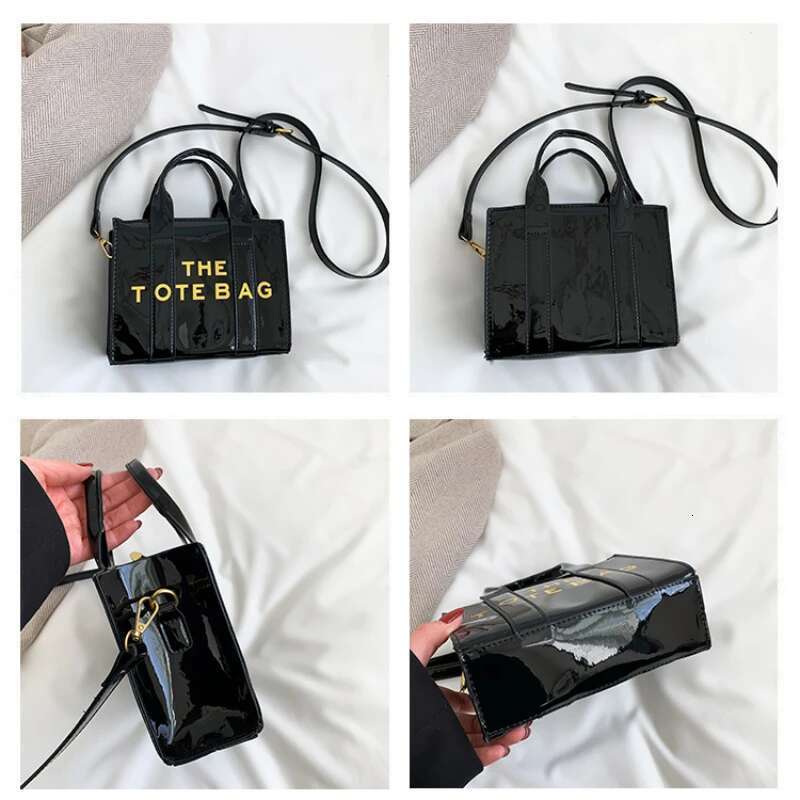 Bright leather tote letter print handbag new mirror crossbody high-end shoulder bag