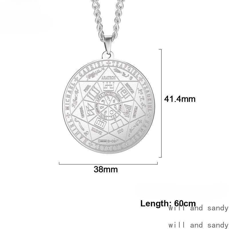 18k Gold Religions Angel Disc Necklace Stainless Steel Gold Chain Hexagram Pendnat Hot Sell Fine Jewelry Gift