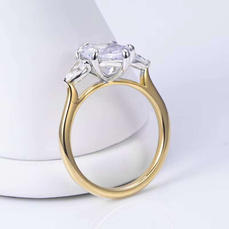 Exquisite Engagement Ring Featuring a Dazzling Moissanite Stone Set in Elegant 14 Karat Yellow Gold by Messian Brand