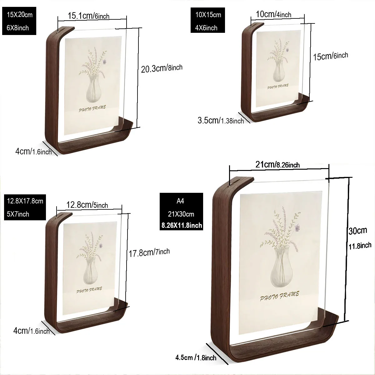 Acrylic Wooden A4 10X15cm 15X20cm Calendar Double-sided Photo Frames for Wedding Party Picture Frame H260306