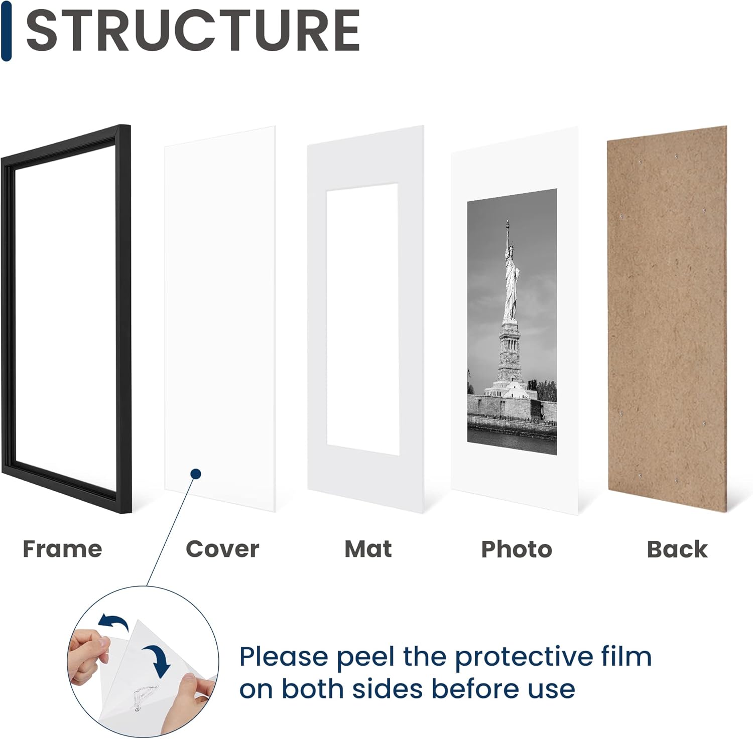 NEW 18x24 Picture Frame, Display Poster 16x20 with Mat or 18 x 24 Without, Wall Gallery Photo Frames, Black, 2 Pack H260306