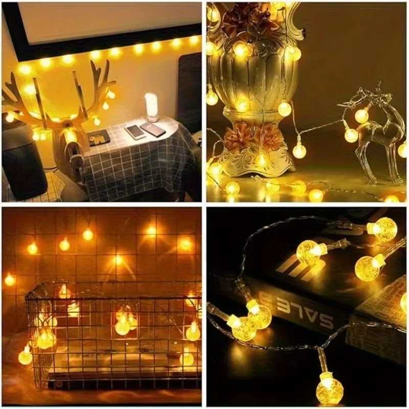 10/20/40LED USB/Battery Operated Ball String Lights Outdoor LED Crystal Globe Lights Waterproof Festoon Fairy Light for Garden XJ250710